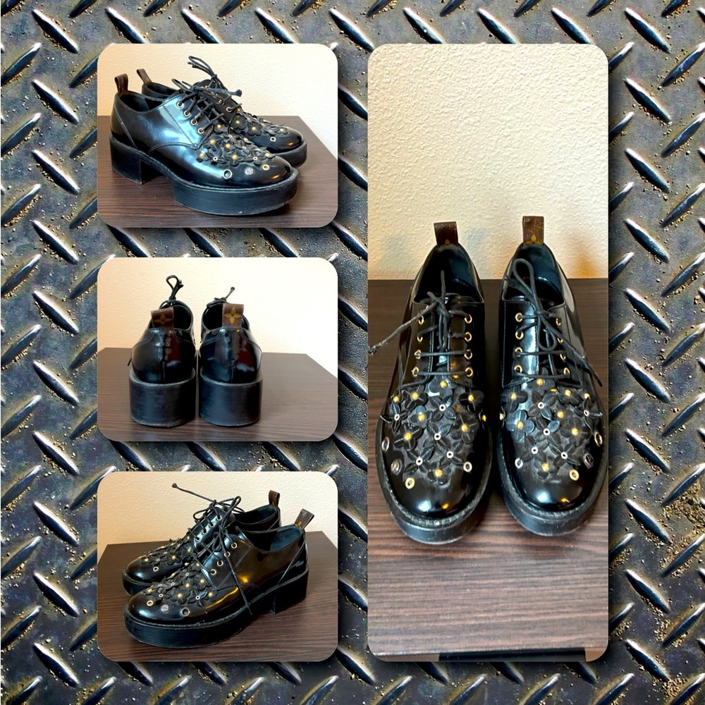 AUTH LOUIS VUITTON Platform DERBY BLOOMS SHOES LOAFERS EU 39 SOLD OUT RARE FIND